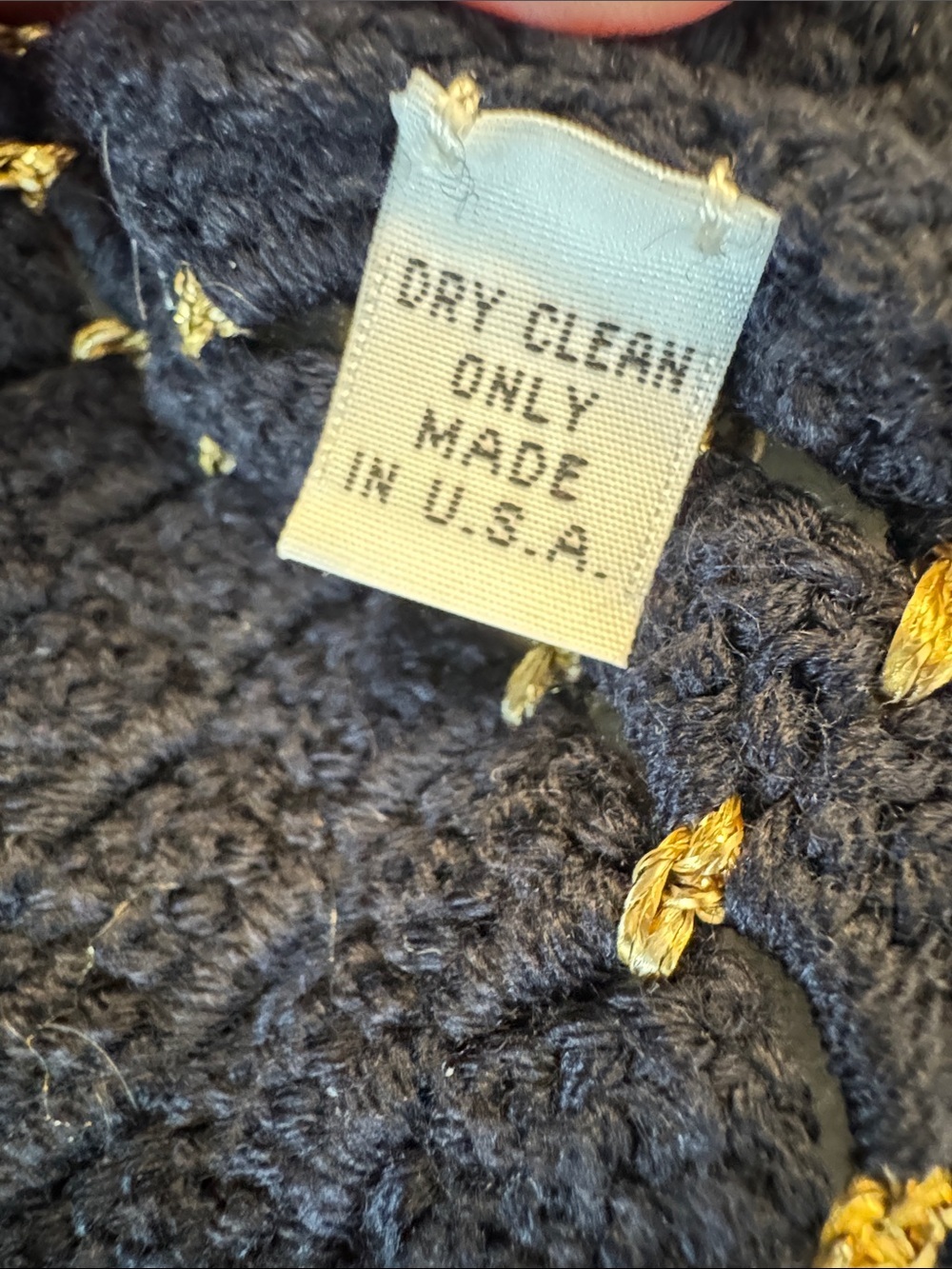 EUC! Lyell Elizabeth Street Navy Crocheted Knit Vest with Gold Accent, sz M - Picture 3 of 10
